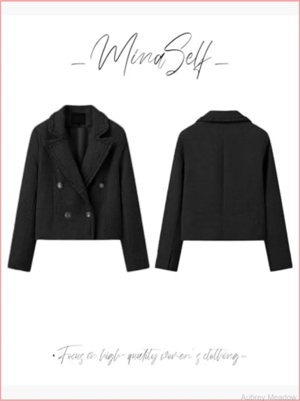 Women's Tweed Blazer Jacket - Elegant Cropped Fully Lined Coat with Pockets